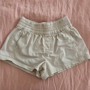 Aerie Cream High Waist Shorts with Elastic Waistband